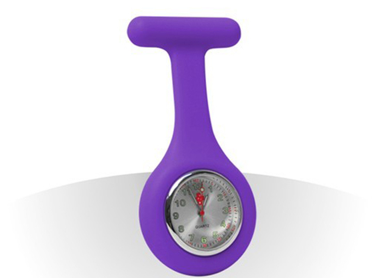 보라색 케이스 화이트 다이얼 검은 아랍어 숫자 포켓 간호사 고리의 스타일 핀 시계