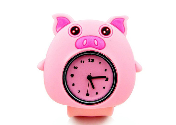 사용자 지정 로고와 여자에 대 한 사랑 스러운 핑크 돼지 실리콘 때 리고 팔찌 손목 시계